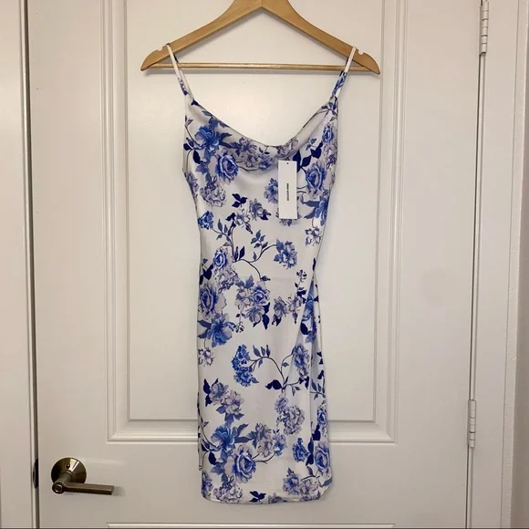 NWT Floral Cowl Neck Slip Dress | Blue & White | XS - Picture 3 of 5